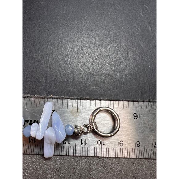 Blue Lace Agate Toggle Bracelet | Light Blue Gemstone Chip & Nugget Beads - Picture 10 of 10
